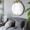 Large Round Wall Mirror With Metal Frame, Circle Accent Mirror For Living Room Bedroom Entryway - Gold - Image 4