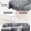 Modern Cloud Sectional Sofa L Shaped Luxury Couch Set With 2 Free Pillows 4 Seat With Oversized Chaise - Gray - Image 19