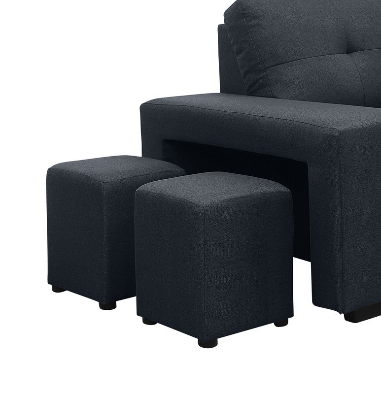 Lucas - Linen Sleeper Sectional Sofa With Reversible Storage Chaise - Dark Gray - Image 4