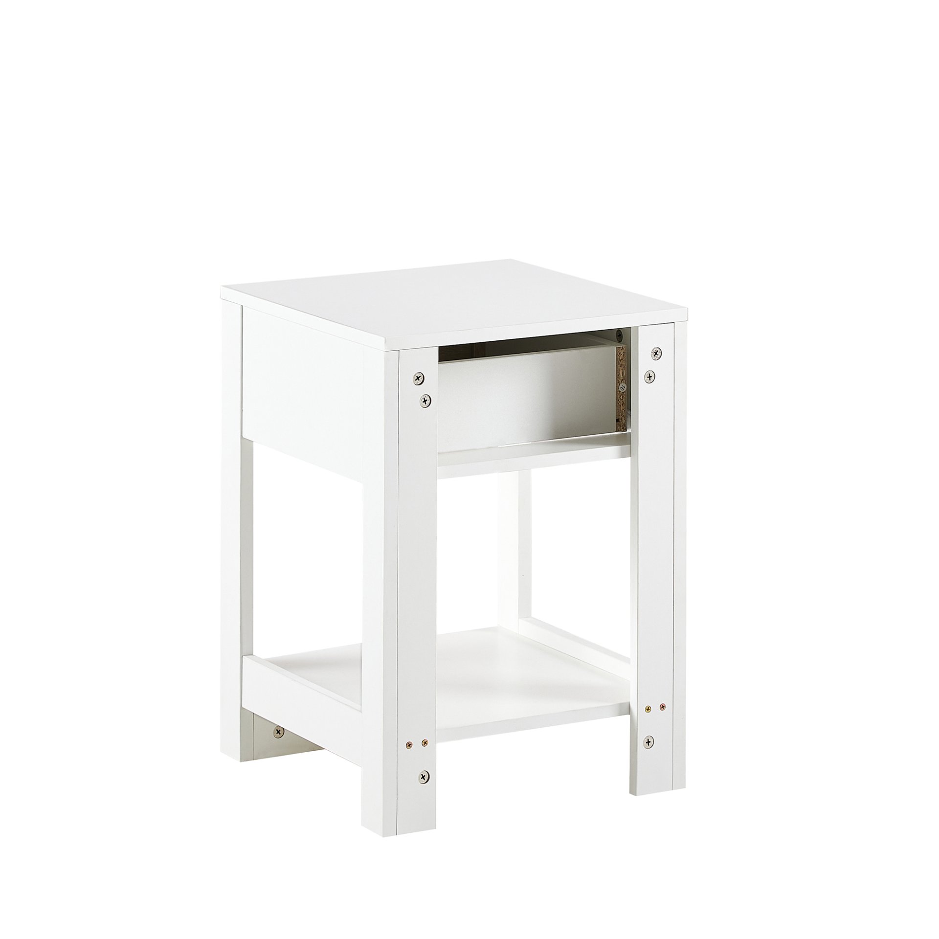 15.75" Rattan End Table With Drawer, Modern Nightstand, Side Table For Living Room, Bedroom - White - Image 10