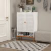 Grid - Double Door Shoe Cabinet With Adjustable Compartments And Moisture Proof Design In Metal - White - Image 13