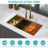 Undermount Kitchen Sink With Workstation, 16 Gauge Deep Bowl - Gold - Image 8