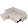 Sleeper Sofa Bed, 2 In 1 Pull Out Sofa Bed L Shape Couch With Storage Ottoman For Living Room, Bedroom Couch And Small Apartment - Beige - Image 15