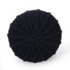 Bordeaux - Knitted Cotton Round Pouf Ottoman And Floor Cushion - Dark Blue - Image 4