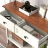 Farmhouse Style Console Table With 2 Drawers And Bottom Storage Shelf - Antique White - Image 9