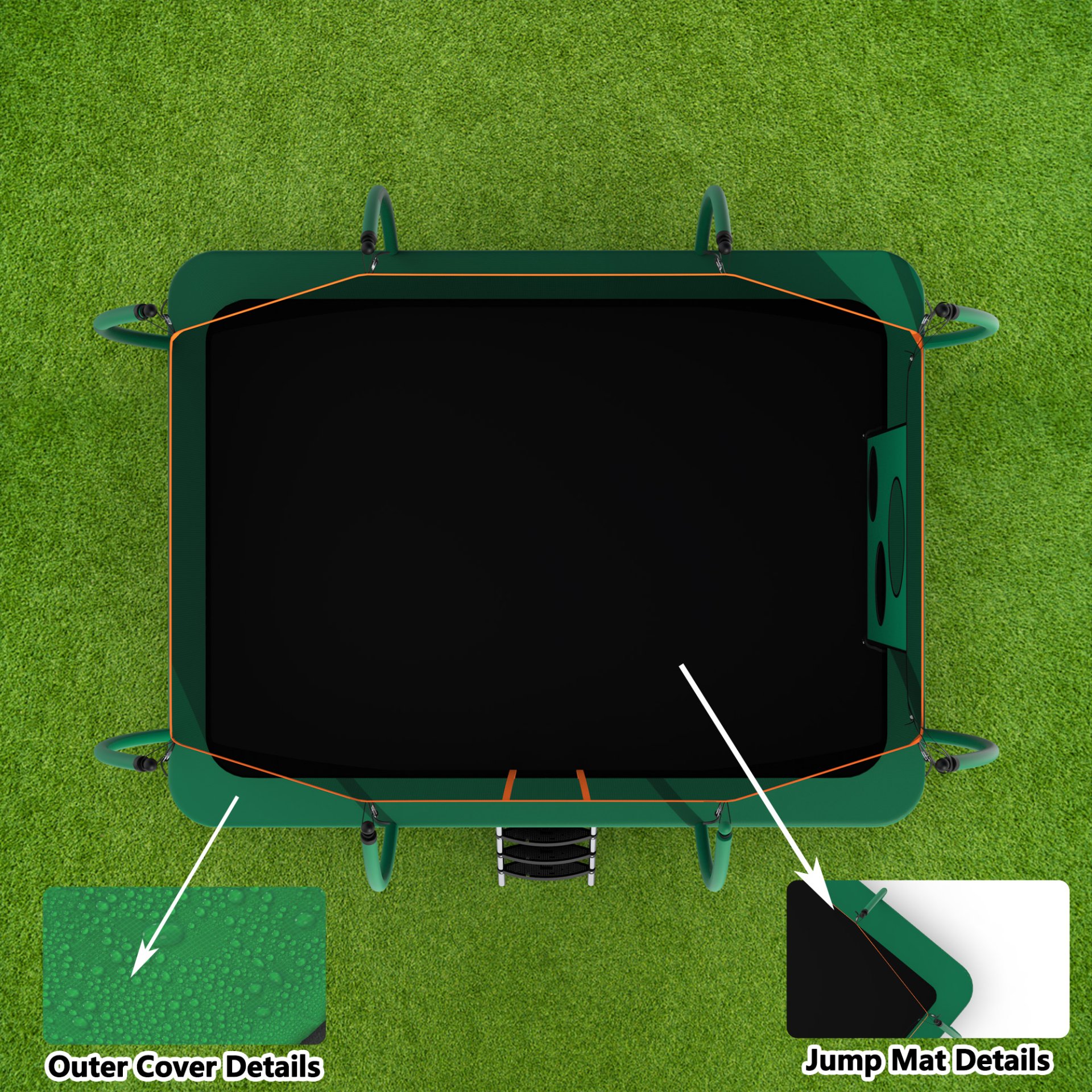 Outdoor Square Trampolines For Kids Adults Long Rectangular Tumbling Trampoline - Green - Image 8