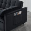 Modern Velvet Sofa, Sofa Pull-Out Bed, Small Love Seat Casual Sofa With Back, With Pillow, Pockets, Living Room Furniture, 3 In 1 Convertible Sleep Sofa Bed - Black - Image 6