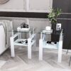Modern Tempered Glass Tea Table, End Square Table For Living Room (Set of 2) - Transparent / White - Image 4