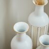 Floor Metal Vase Modern Style Decoration Home Metal Vase 3 Piece Set Gorgeous Home Decoration Large Glazed Metal Vase - Gold / White - Image 15