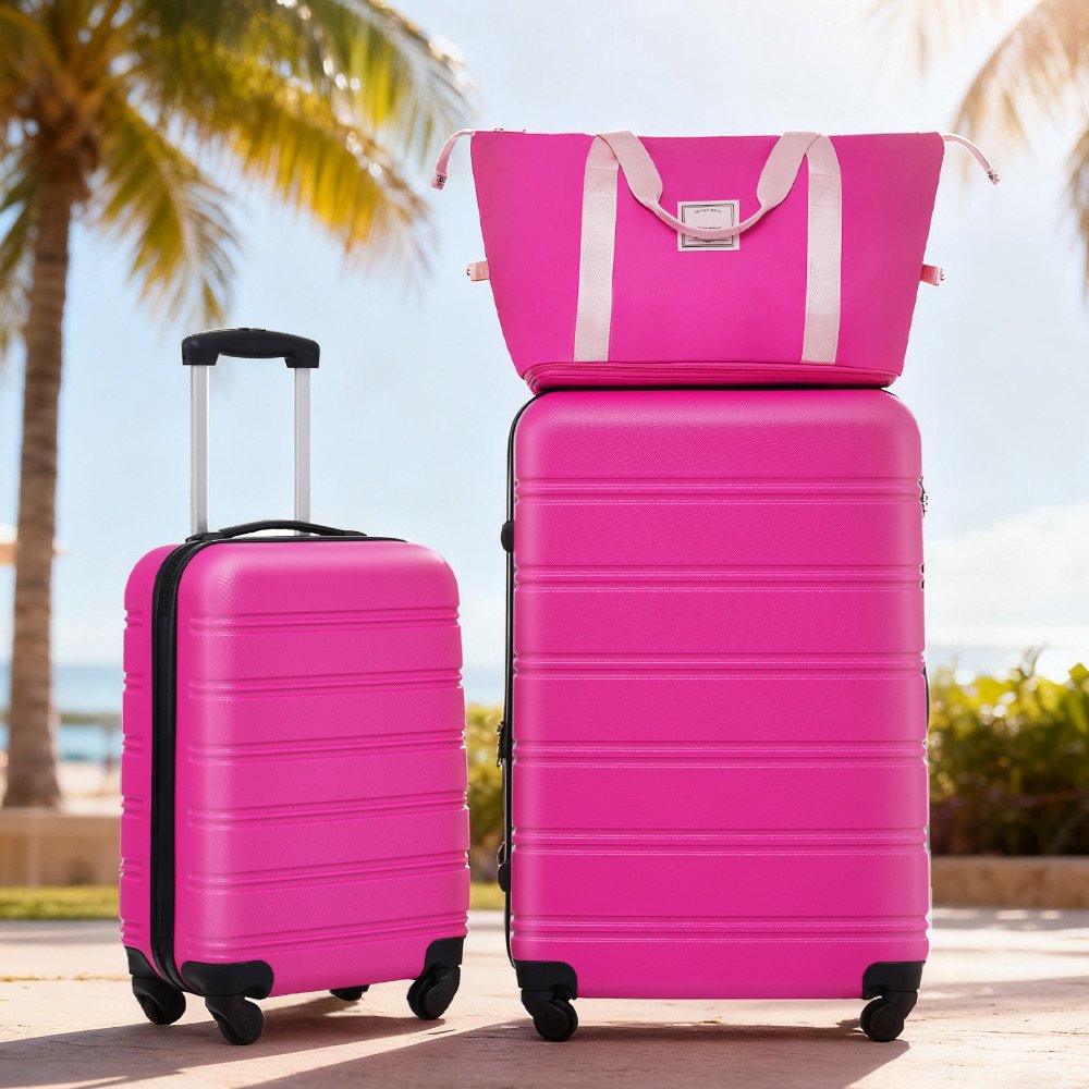 Hardshell Luggage Sets 2 Pieces + Bag Spinner Suitcase With Tsa Lock Lightweight 20" / 28" - Pink - Image 7