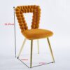 Modern Chair With Iron Tube Legs, Soft Cushions And Comfortable Backrest, Suitable For Dining Room, Living Room, Cafe, Hairball Back (Set of 2) - Orange / Gold - Image 12