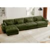 Modern Velvet L Shaped Sectional Cloud Sofa Convertible Deep 4 Seater Modular Couch & Bolstered Armrests - Olive Green - Image 9