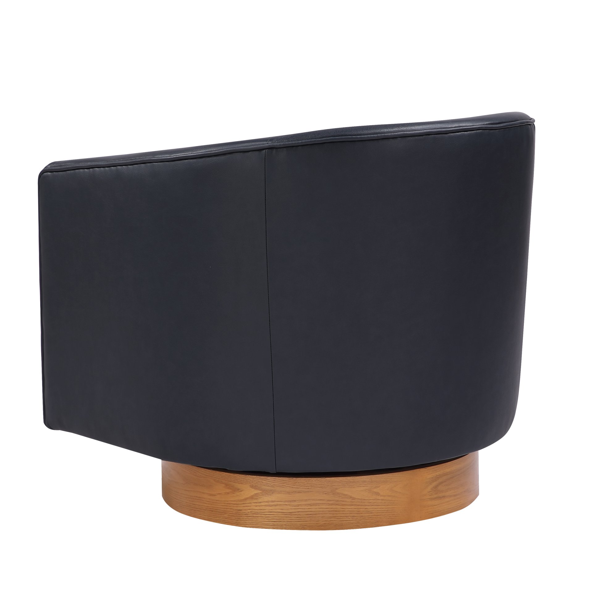 Maisy - Barrel Swivel Chair With Wooden Base - Blue - Image 11