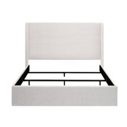 Caron - King Size Upholstered Wingback Bed With High Headboard - Ivory