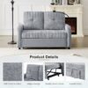 Modern Loveseat Pull Out Sofa Bed With Adjustable Backrest, Two Cup Holders, A Phone Holder, Three Charging Ports And Side Storage Pockets For Living Room - Gray - Image 7