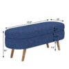 Ottoman Oval Storage Bench With Rubber Wood Legs In Linen With Foam Padding - Blue - Image 3