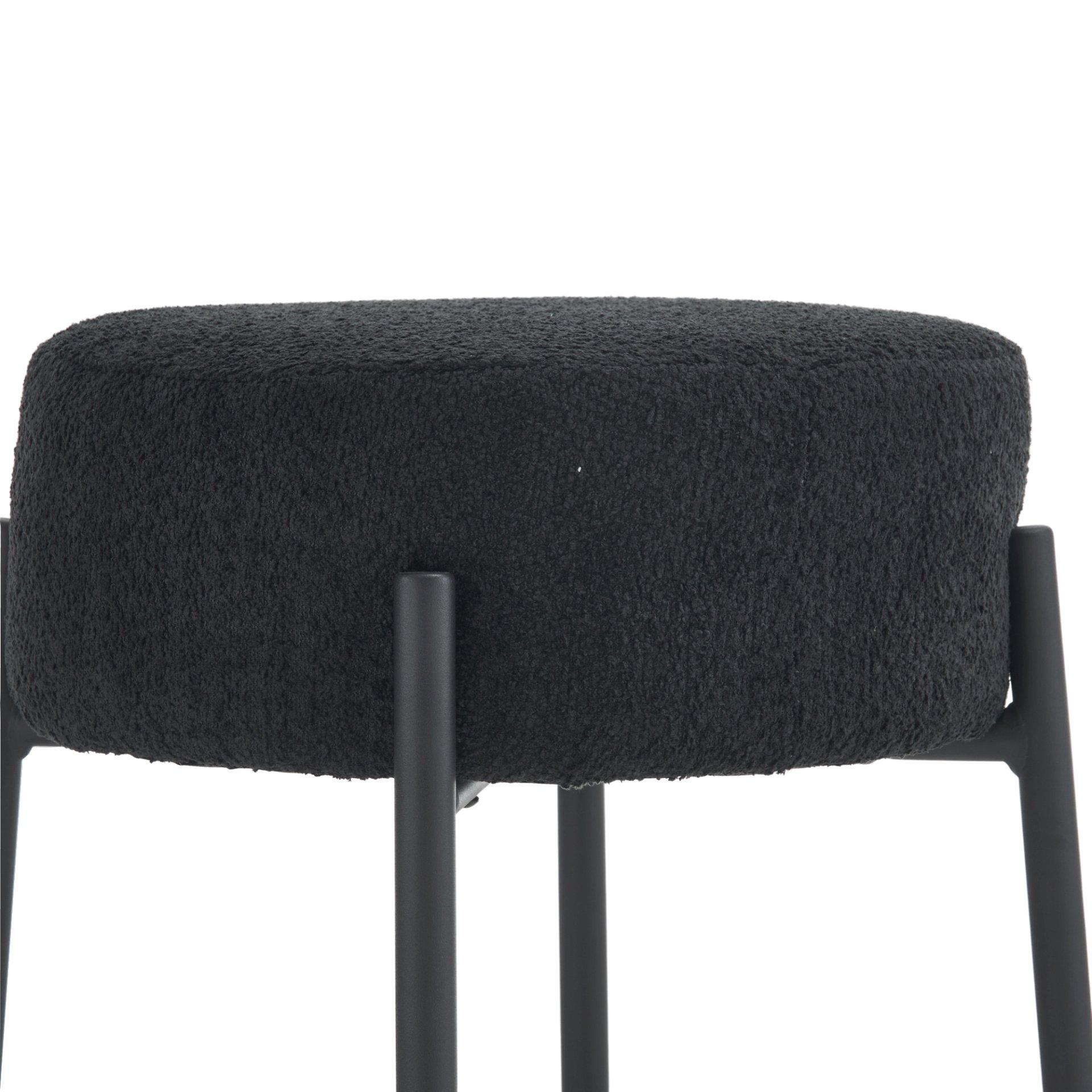 Round Bar Stools (Set of 2), Contemporary Upholstered Dining Stools For Kitchens, Coffee Shops And Bar Stores - Black - Image 9