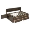 Full Size Daybed With 2 Bedside Cabinets, Upper Shelves And 4 Drawers - Antique Brown - Image 2