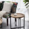 Round Side Table With Wood Top, End Table For Living Room Bedroom - Black Brown - Image 6