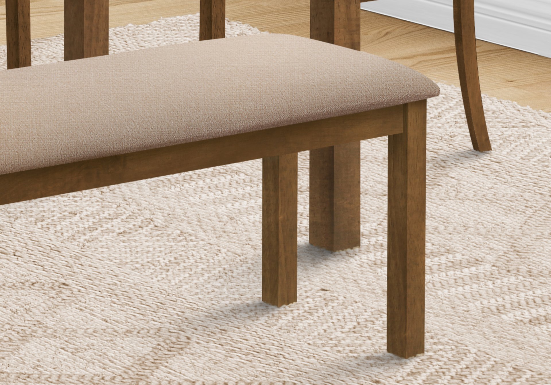 Bench, Rectangular, Upholstered, Dining Room, Entryway, Transitional - Beige - Image 6