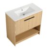 Modern Bathroom Vanity With Ceramic Sink And Soft Closing Doors, 36" Freestanding Cabinet - Oak - Image 13