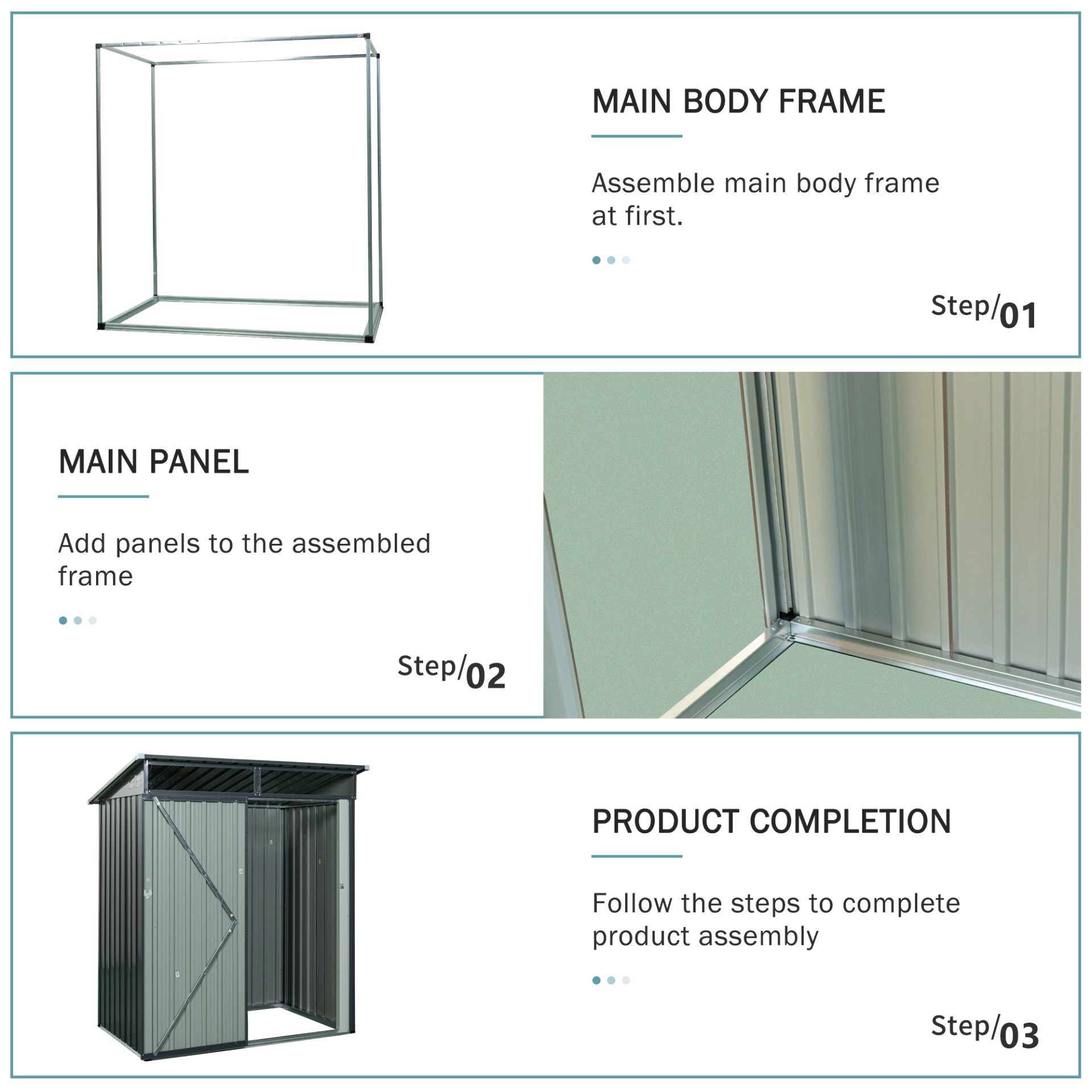 Tc53G Outdoor Metal Storage Shed Transparent Plate - Gray - Image 10