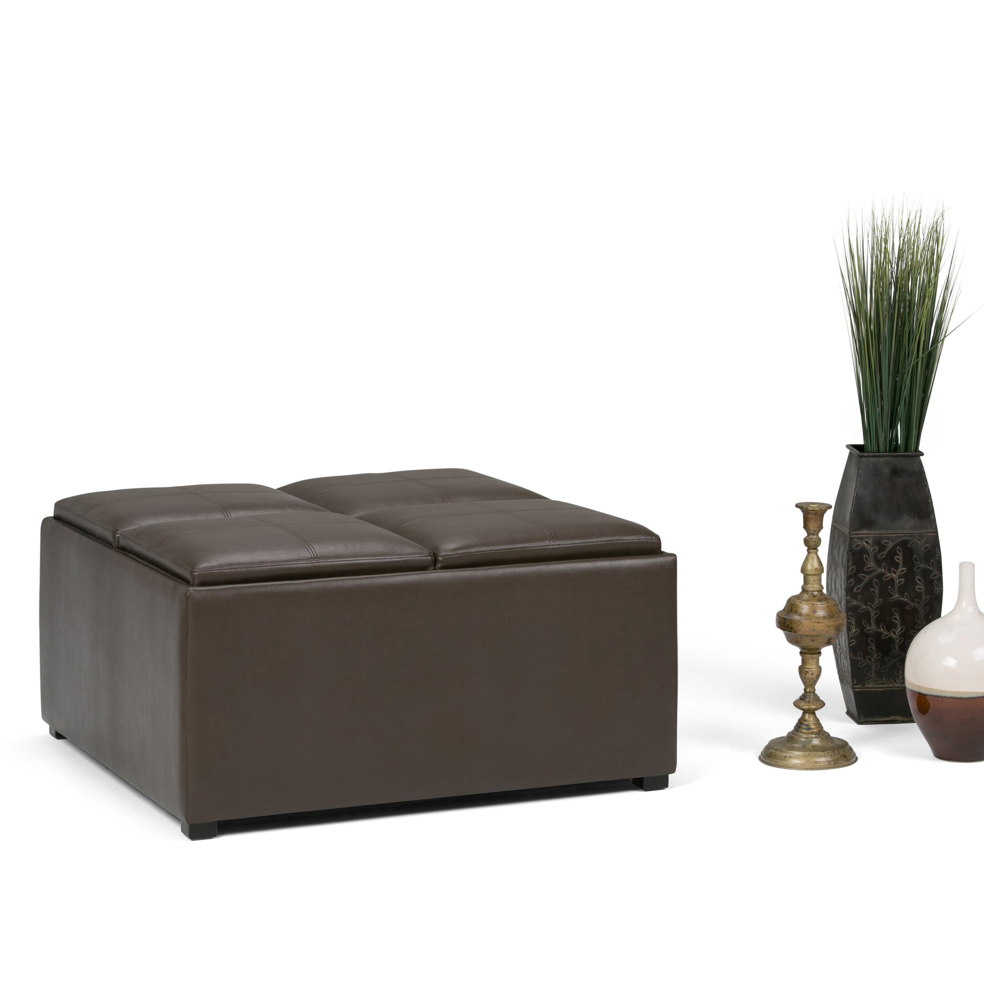 Avalon - Square Coffee Table Storage Ottoman - Chocolate Brown - Image 10