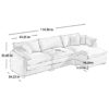 Classic & Modern Sectional Sofa With Ottoman Light Corduroy Upholstered 3 Seat Couch For Living Room - Beige - Image 10