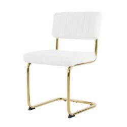Modern Light Luxury Dining Chair (Set of 4) With MetalLegs And Bow Design - White