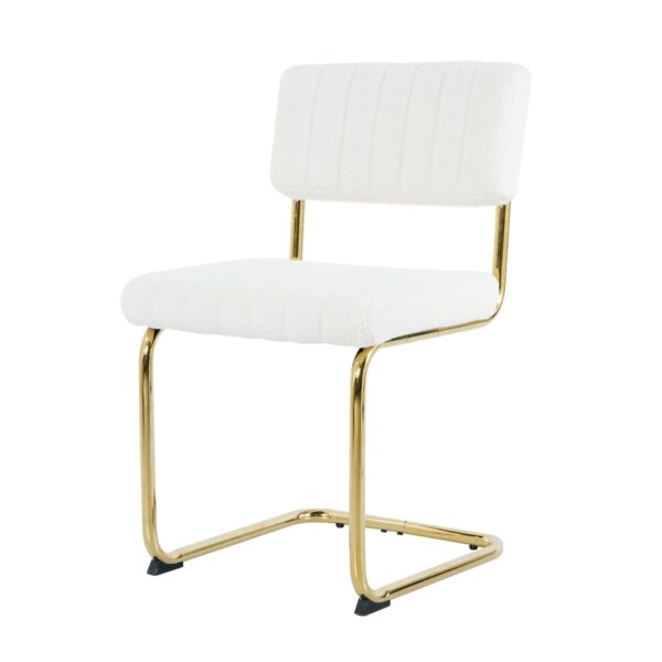 Modern Light Luxury Dining Chair (Set of 4) With MetalLegs And Bow Design - White