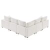 Modern L Shape Modular Sofa, 5 Seat Chenille Sectional Couch Set With 2 Pillows Included, Freely Combinable Indoor Funiture - White - Image 4