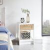 15.75" Rattan End Table With Drawer, Modern Nightstand, Side Table For Living Room, Bedroom - White - Image 2