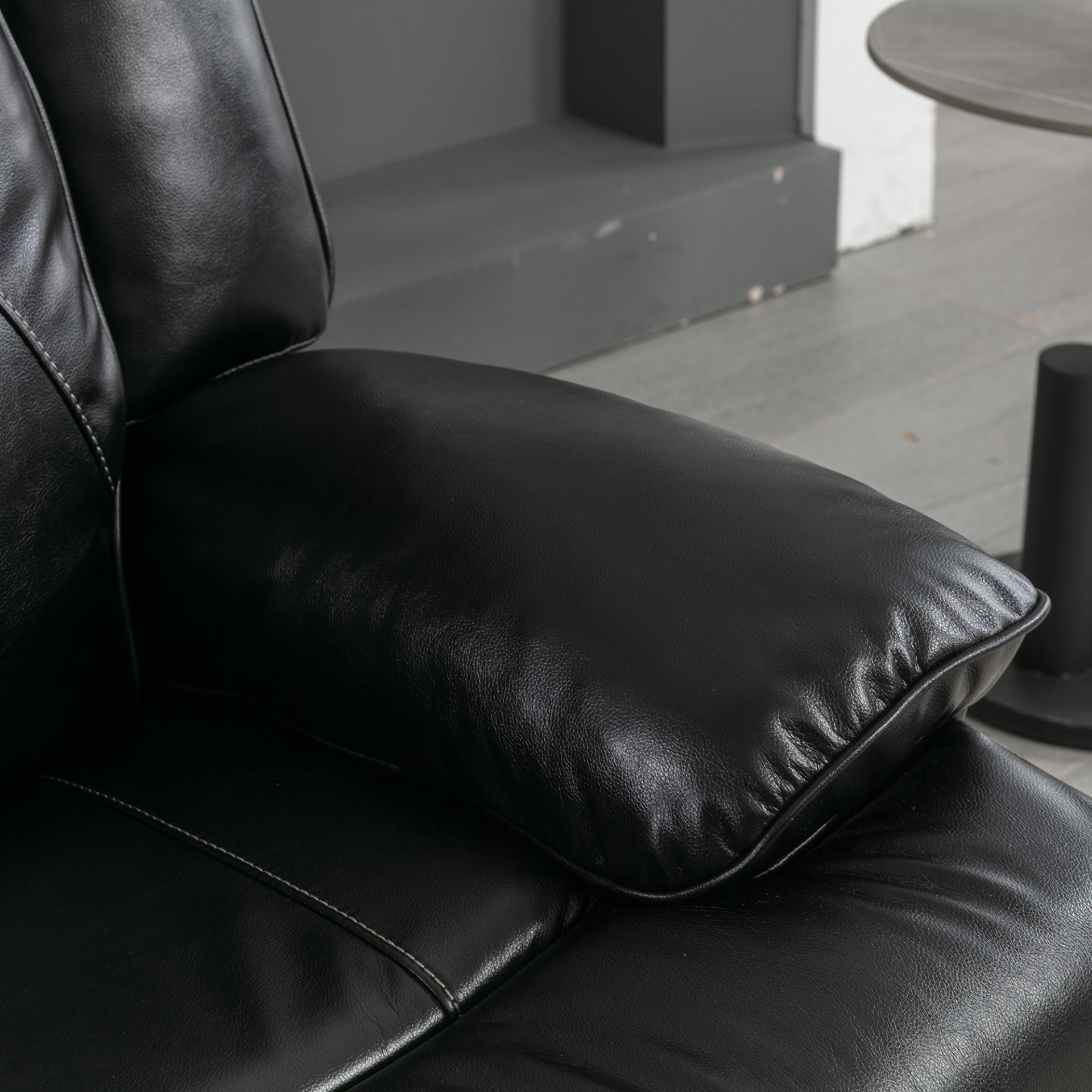 2 Seater Home Theater Recliner Manual Recliner Chair With A Led Light Strip Two Cup Holders And A Storage Box For Living Room - Black - Image 16