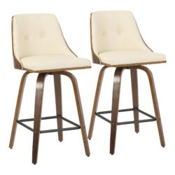 Gianna - Mid-Century Modern Counter Stool (Set of 2) - Walnut / Cream