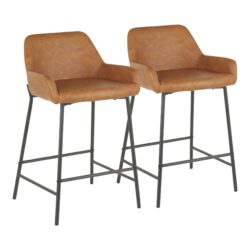 Daniella - Industrial Counter Stool (Set of 2) - Black / Camel