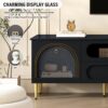 Retro TV Stand, Entertainment Center Media Console Cabinet With 6 Metal Legs, 2 Cabinets, 4 Drawers And Anti-Tip Device For Living Room, Up To 85" - Black - Image 7