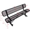 6' Outdoor Steel Bench With Backrest - Black - Image 3
