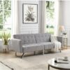 Futon Sofa Bed Convertible Folding Lounge Couch, Armrests - Light Gray - Image 4