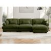 Super Comfort Oversized Modular Velvet Sectional Sofa Couch With Movable Ottoman - Olive Green - Image 5