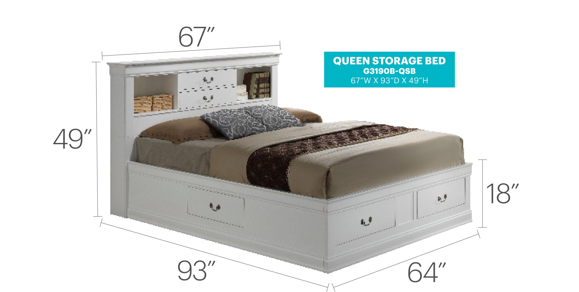 Louis Phillipe - Queen Storage Bed - White - Image 2
