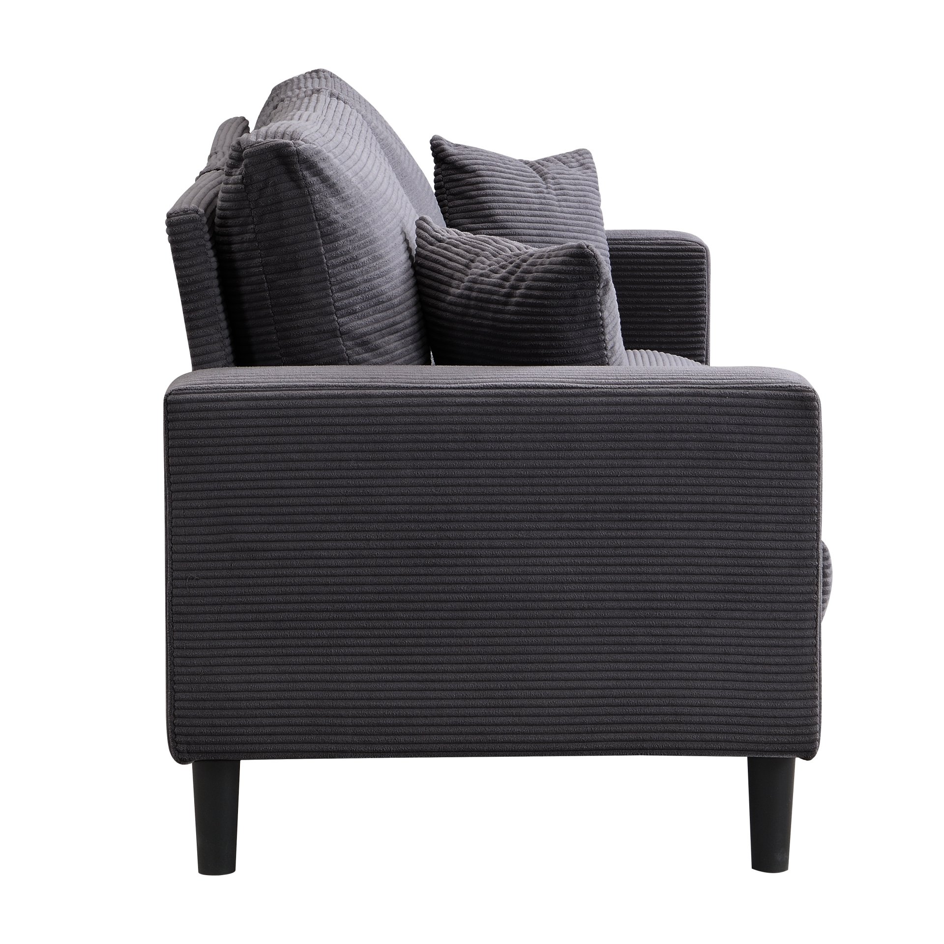 Modern Upholstered 2 Piece Sofa Set, Comfy Corduroy Living Room Furniture - Dark Gray - Image 10