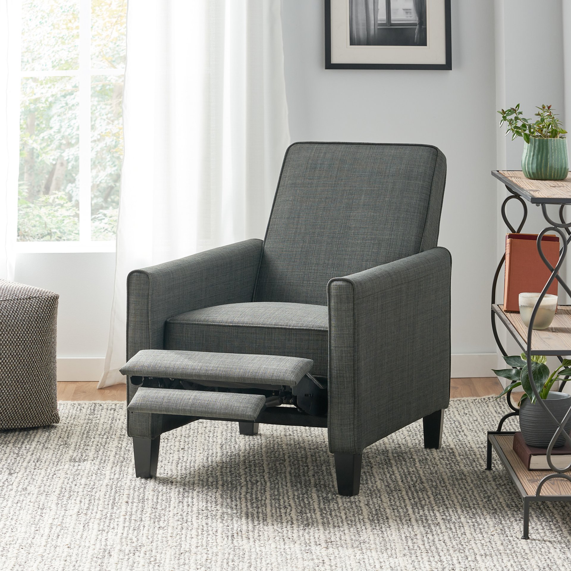 Linen Push Back Chair For Elegant Home - Dark Gray - Image 6
