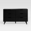 Mid-Century Hans 6 Drawer Dresser With Cut-Out Handles - Black - Image 2