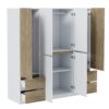 6 Doors Wardrobe Storage For Bedroom, With 4 Drawers - White / Nature - Image 3