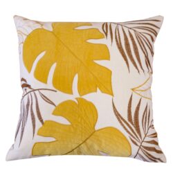 Autumn Vibes Leaf Accent Pillow With Matching Back - Yellow