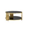 Double Layer Tempered Glass Top Stainless Steel Round Coffee Table For Living Room - Gold / Black - Image 8