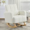 Accent Rocking Chair With Pillow, Spacious & Comfortable Seating For Living Room Or Bedroom - Cream White - Image 2