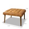 Mark - Mid-Century Tufted Square Genuine Leather Upholstered Ottoman - Light Tan / Rustic - Image 7