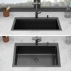 30" Drop In Kitchen Sink With Pull Out Faucet And Soap Dispenser 16 Gauge T 304 Single Bowl Topmount Sink - Gunmetal Black - Image 5