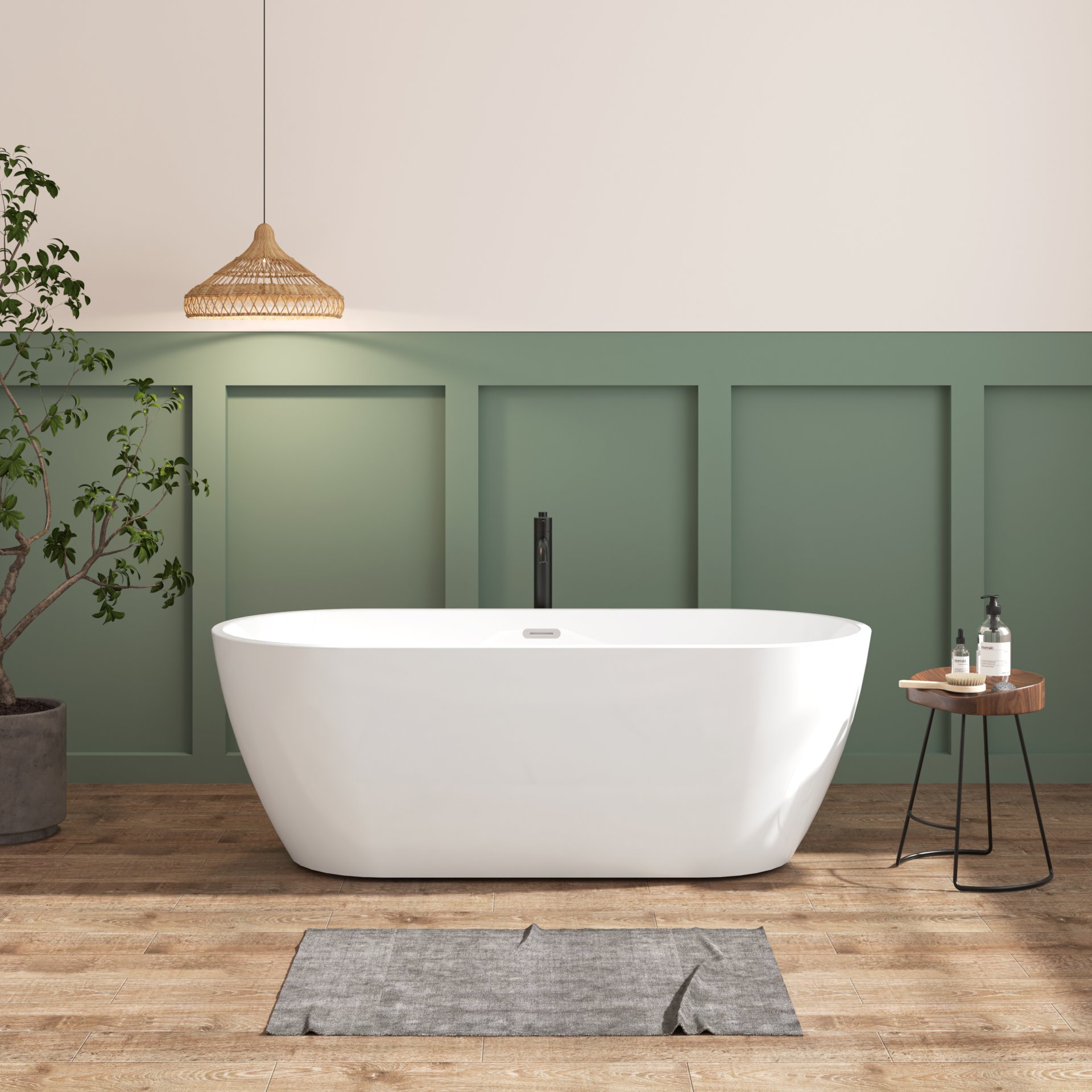 Acrylic Freestanding Soaking Bathtub With Classic Slotted Overflow And Toe-Tap Drain In Chrome, Cupc Certified.Easy To Install, 02138 - Glossy White - Image 2